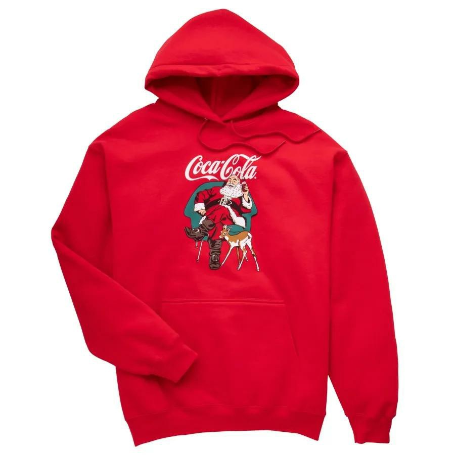 Coca-Cola Relaxed Santa With Deer Unisex Hoodie | Coca-Cola Store Everyday