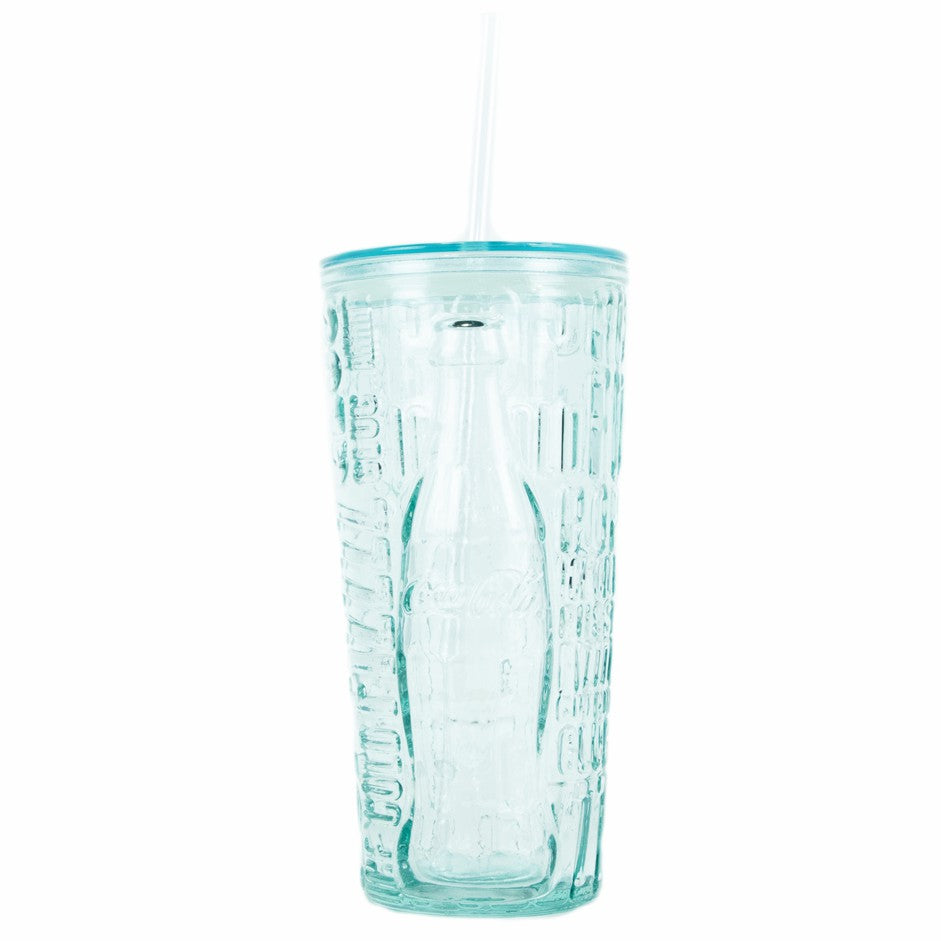 Coca-Cola Recycled Glass Tumbler 'Pop/Fiz' W/Straw 17oz. | Coca-Cola Store Signature