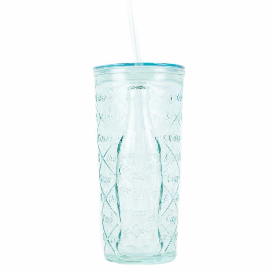Coca-Cola Diamond Recycled Glass Tumbler W/Straw 17oz | Coca-Cola Store Value