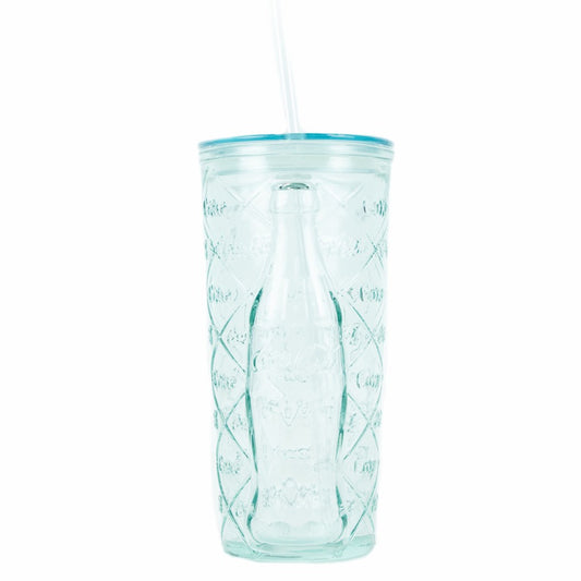 Coca-Cola Diamond Recycled Glass Tumbler W/Straw 17oz | Coca-Cola Store Value