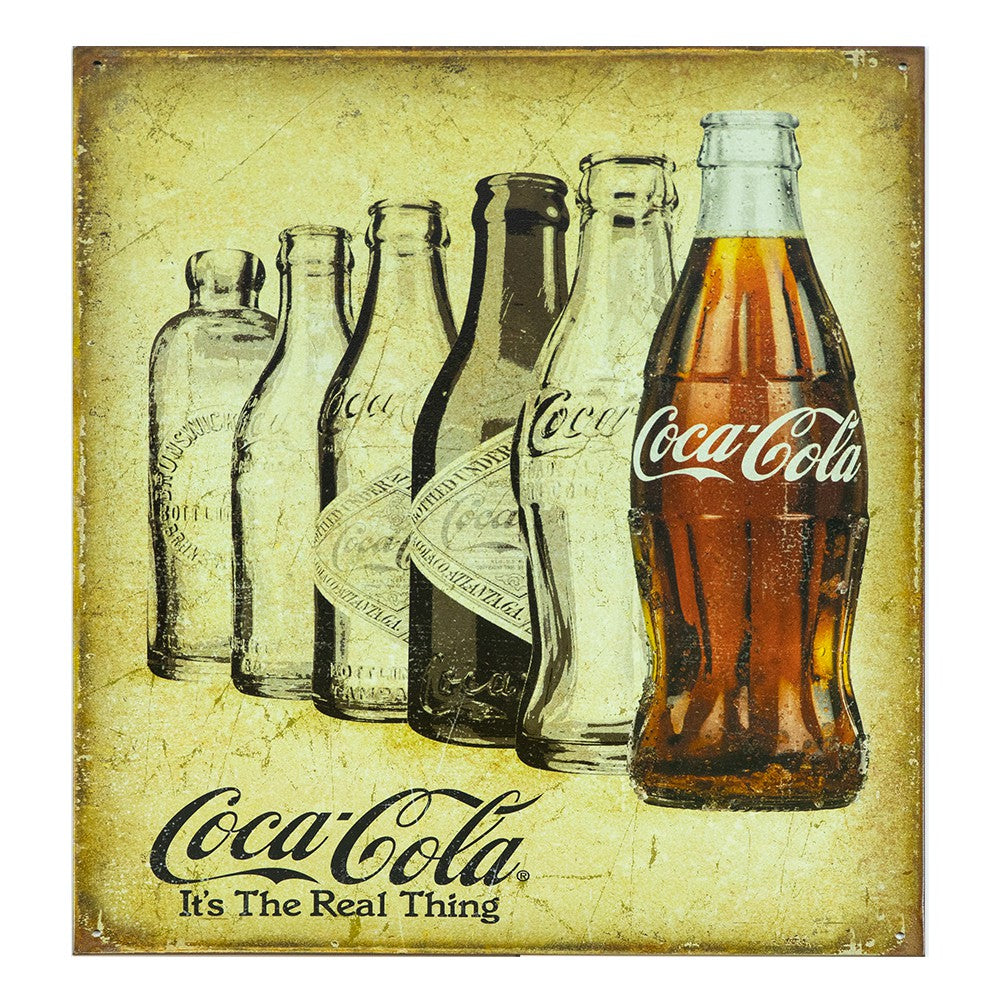 Coca-Cola Real Thing Evolution Bottles Tin Sign | Coca-Cola Store Signature