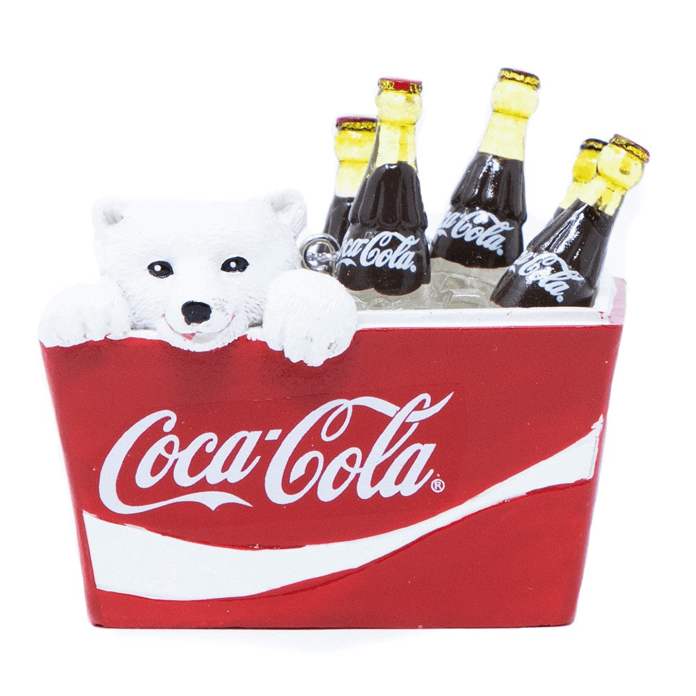 Coca‑Cola Polar Bear in Cooler Ornament | 2.75" Resin Holiday Decor | Coca-Cola Store Deals