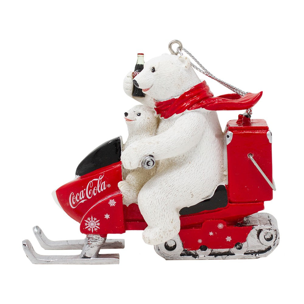 Coca-Cola Polar Bear & Cub On Snow Mobile Ornament | Coca-Cola Store Exclusive