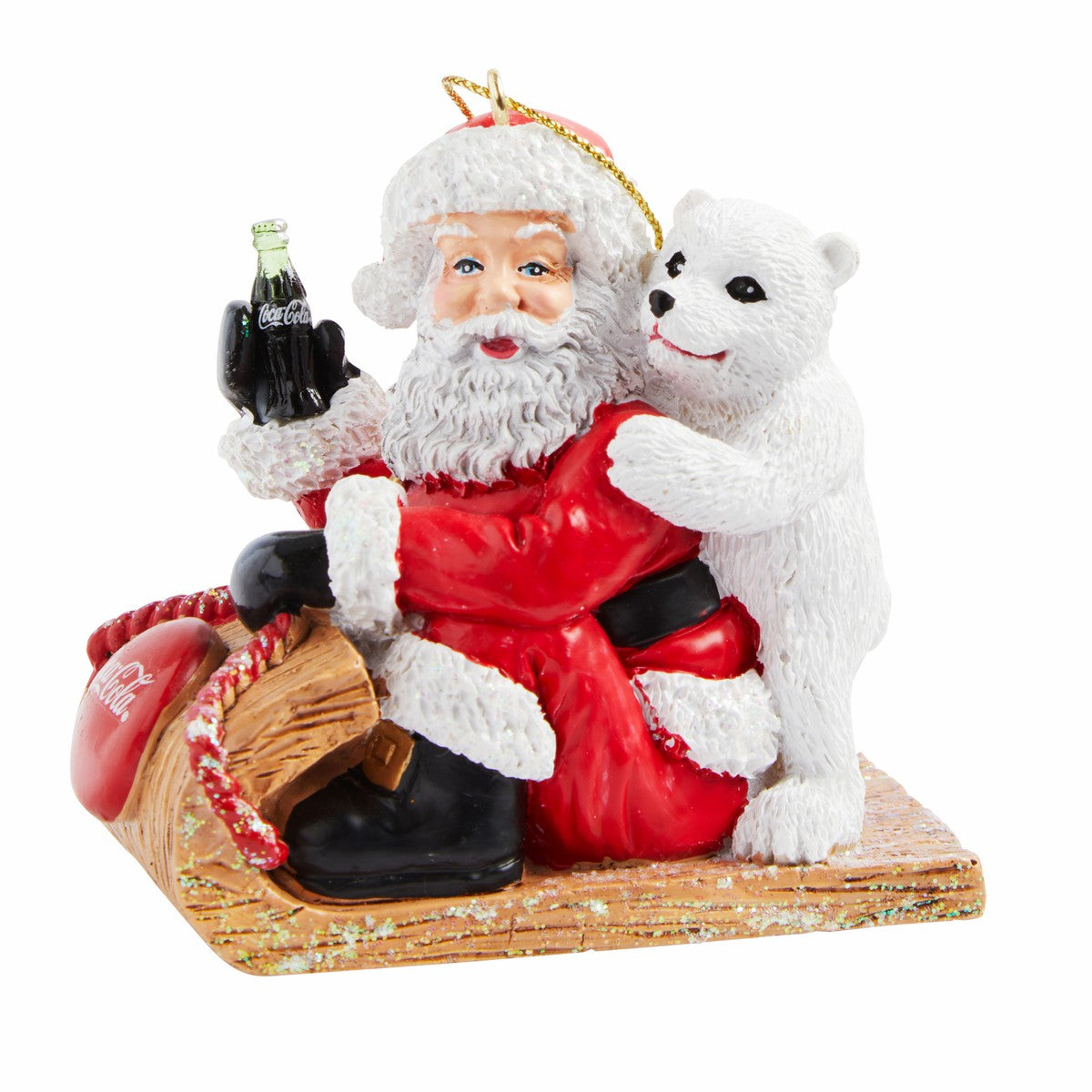 Coca‑Cola Santa Cub on Sled Ornament | 3" Resin Holiday Decor | Coca-Cola Store Great Value