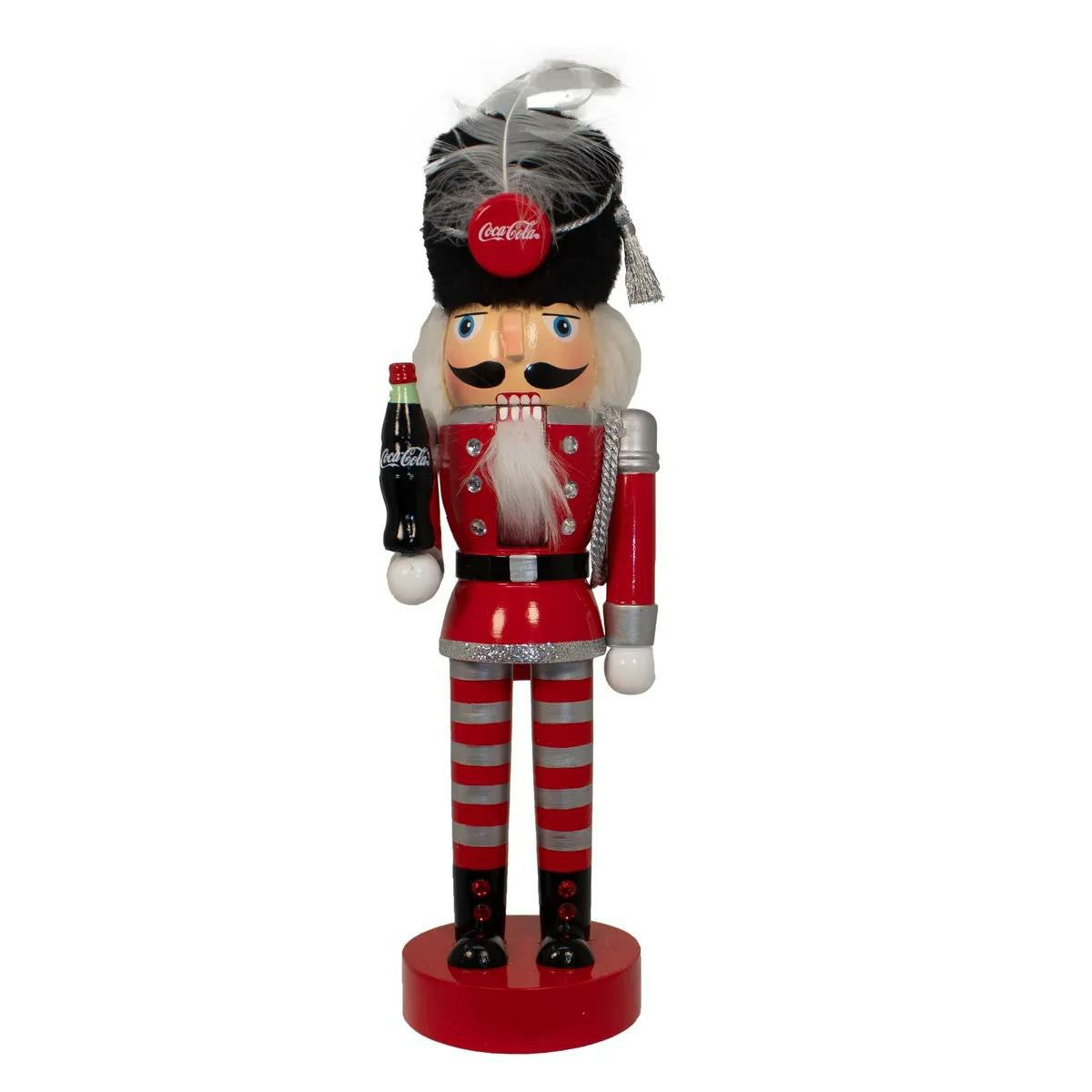 Coca‑Cola Nutcracker Striped Pant Figurine | 10.5" Wooden Holiday Decor | Coca-Cola Store Discount